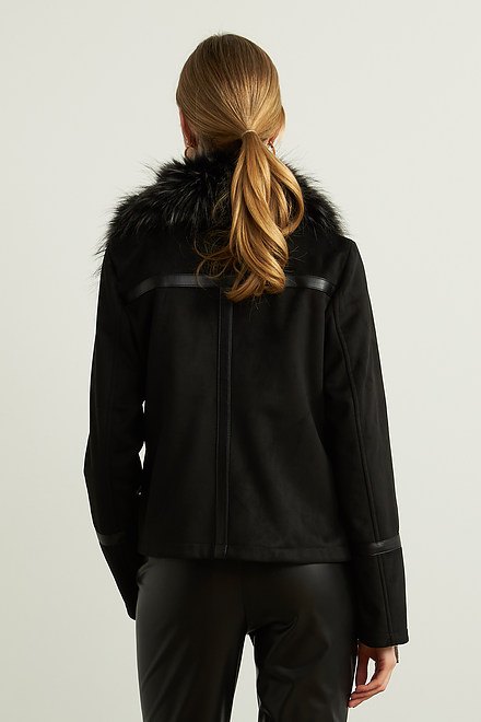 Joseph Ribkoff Faux Fur Collar Style 213955. Black/grey. 2
