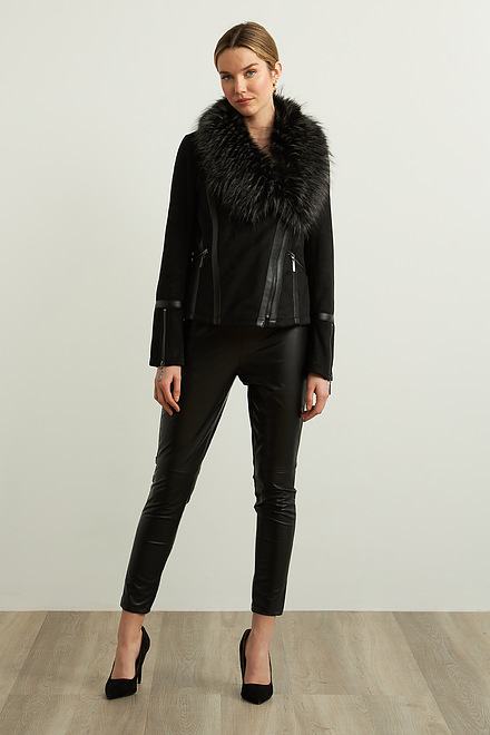 Joseph Ribkoff Faux Fur Collar Style 213955. Black/grey. 5