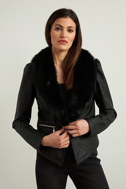 Joseph Ribkoff Faux Fur Jacket Style 213963. Black. 4