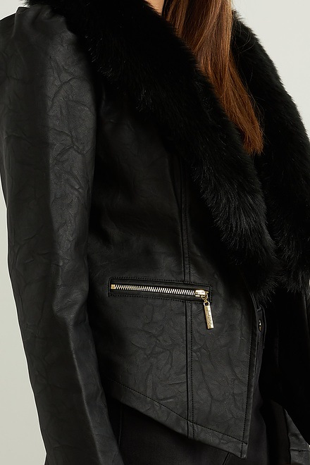 Joseph Ribkoff Faux Fur Jacket Style 213963. Black. 5