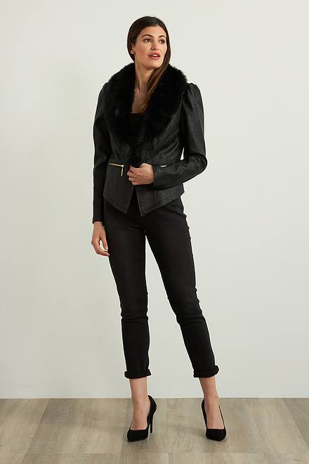 Joseph Ribkoff Faux Fur Jacket Style 213963. Black. 6