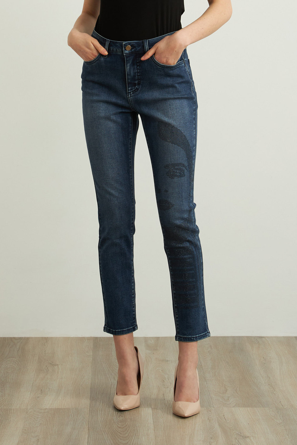Joseph Ribkoff Slim Fit Jeans Style 213973. Denim Medium Blue