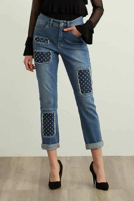 Joseph Ribkoff Patchwork Jeans Style 213979. Denim Medium Blue