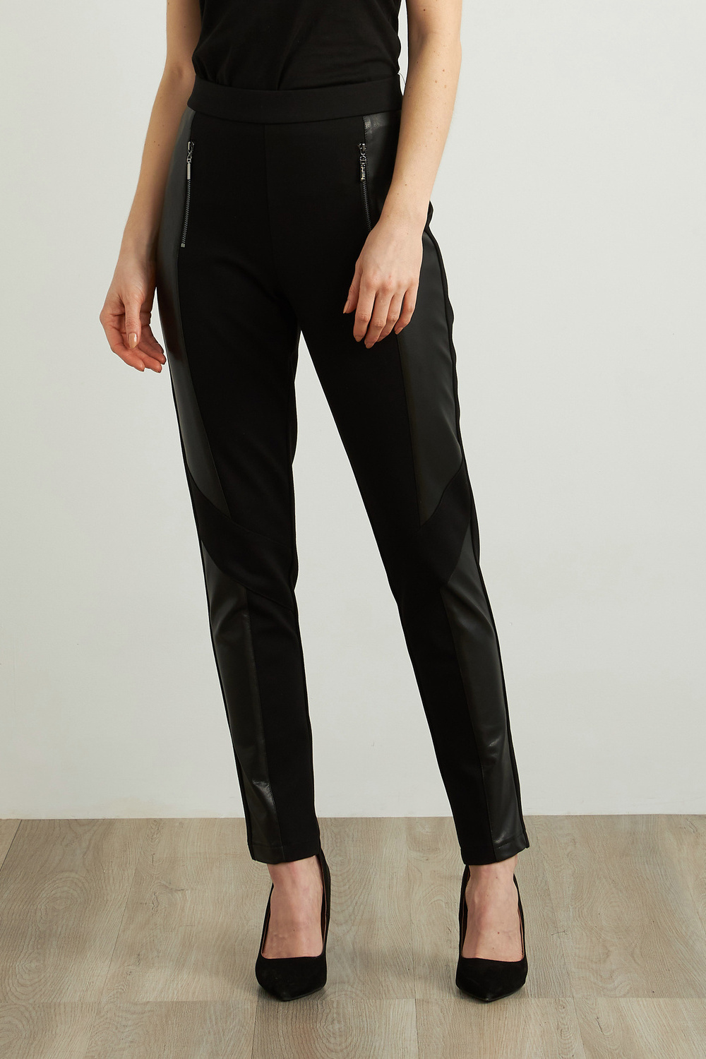 Joseph Ribkoff Faux Leather Pants Style 213385. Black
