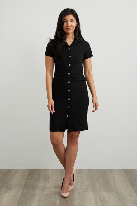 Joseph Ribkoff Short Sleeve Shirt Dress Style 212118. Black