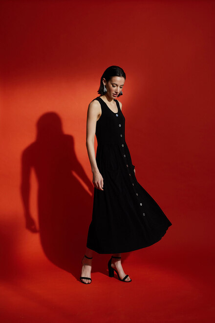 Joseph Ribkoff Metallic Accent Dress Style 212155. Black