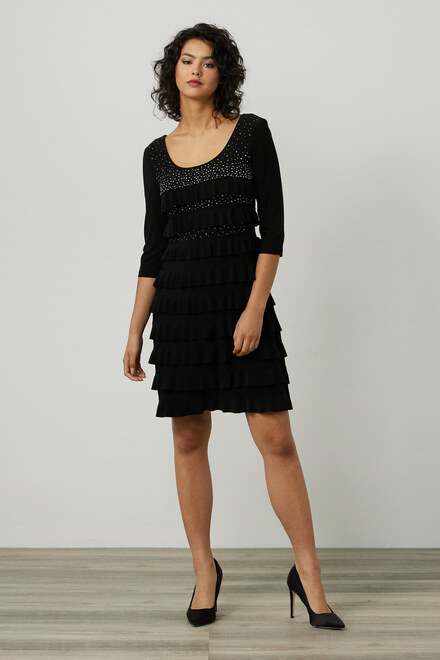 Joseph Ribkoff Embellished Dress Style 214071. Black