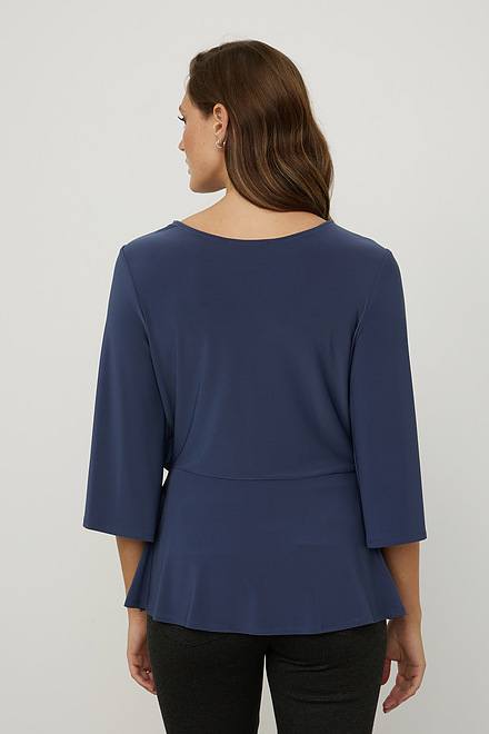 Joseph Ribkoff Belted Top Style 214114. Mineral Blue. 2