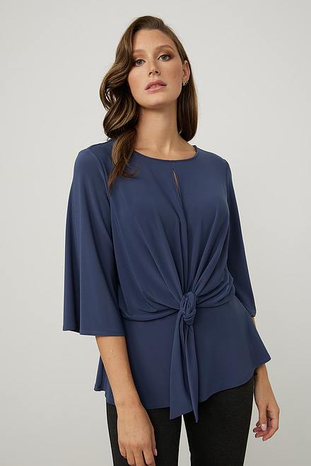Joseph Ribkoff Belted Top Style 214114. Mineral Blue. 3