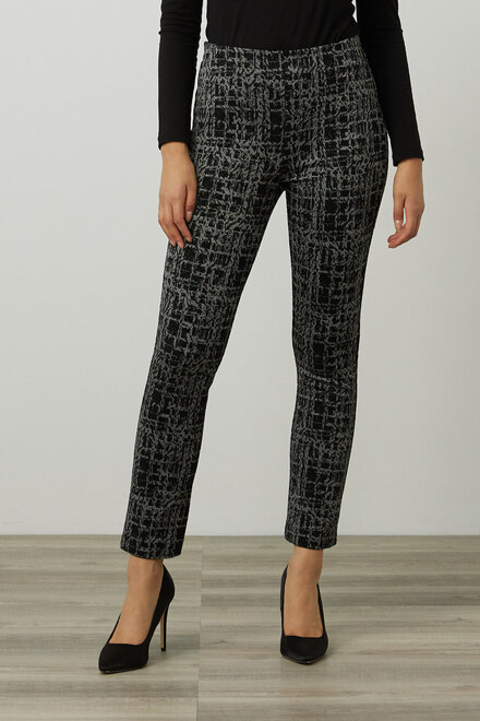Joseph Ribkoff Jacquard Pull-On Pants Style 214185. Black/grey