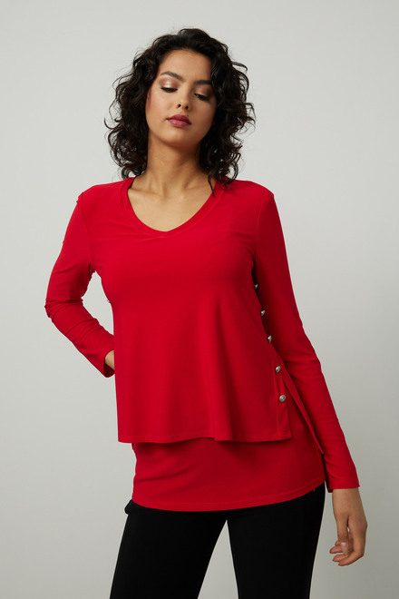 Joseph Ribkoff Embellished Side Top Style 214224. Lipstick Red 173