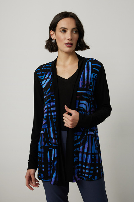 Joseph Ribkoff Abstract Print Sweater Style 214240. Black/blue