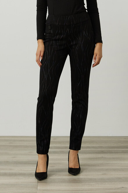 Joseph Ribkoff Embellished Pants Style 214297. Black/multi