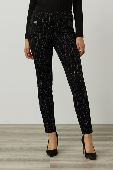 Joseph Ribkoff Embellished Pants Style 214297. Black/silver