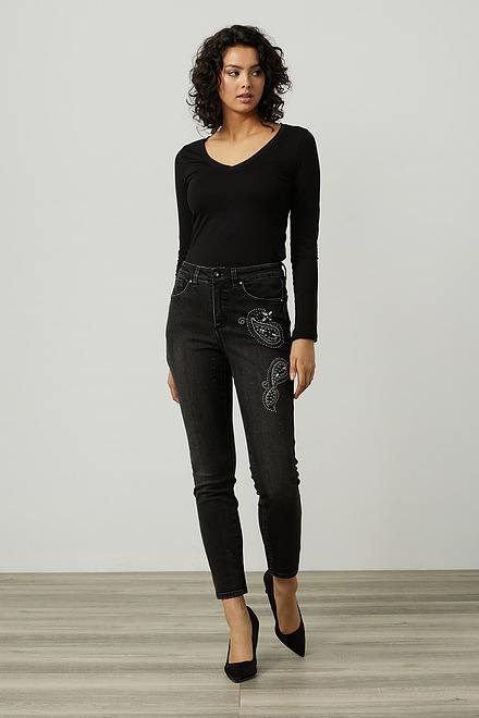Joseph Ribkoff Rhinestone &amp; Rivet Jeans Style 214929. Charcoal/dark Grey. 5