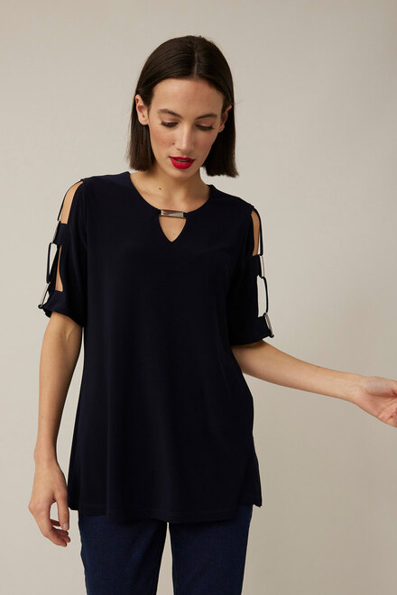 Joseph Ribkoff Cut-Out Detail Top Style 221021. Midnight Blue 40