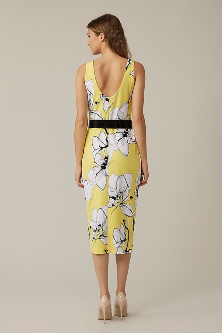 Joseph Ribkoff Floral Belted Dress Style 221055. Limoncello/multi. 2