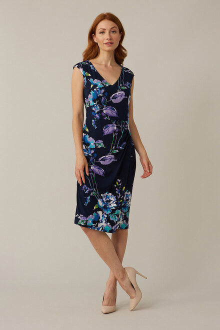 Joseph Ribkoff Sleeveless Dress Style 221069. Midnight Blue/multi