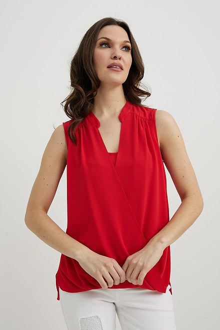Joseph Ribkoff Fold Over Front Top Style 221084. Lacquer Red. 4