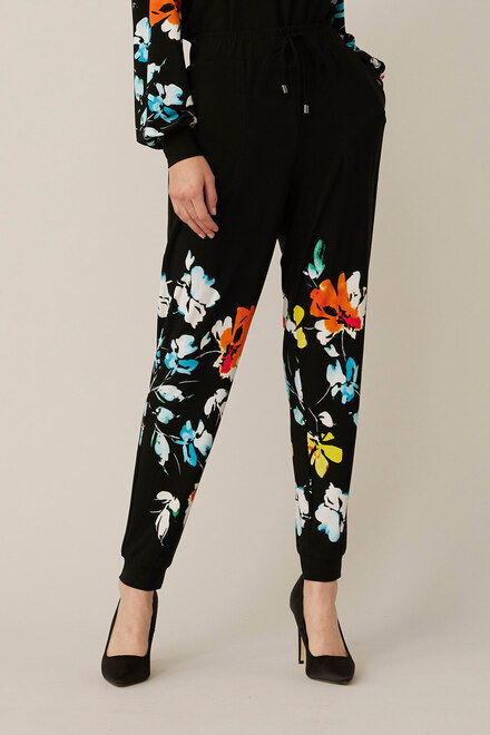 Joseph Ribkoff Floral Placement Pants Style 221104. Black/multi