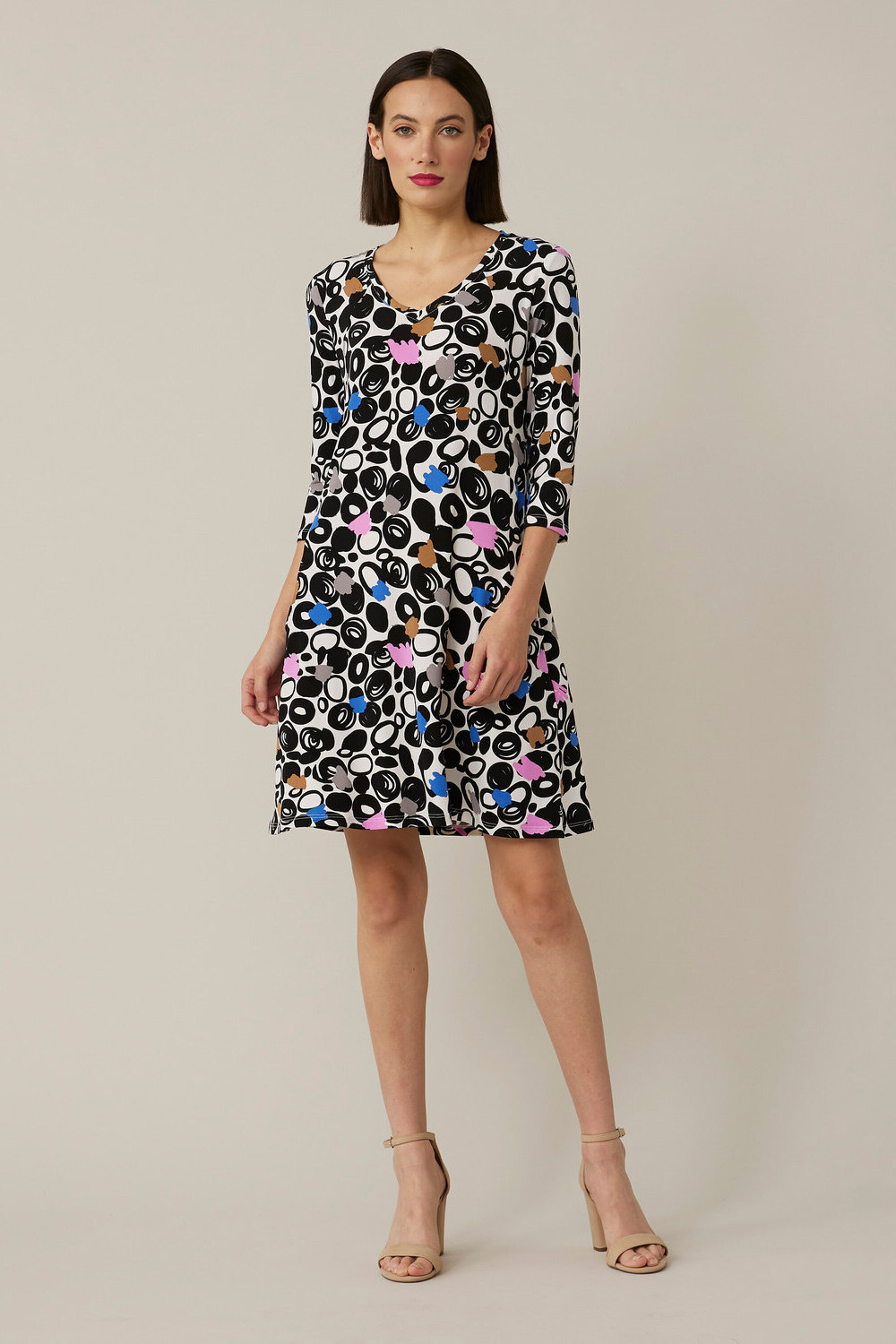 Joseph Ribkoff Printed Dress Style 221109. Vanilla/multi