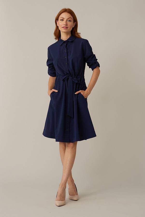 Joseph Ribkoff Fit & Flare Dress Style 221112. Navy