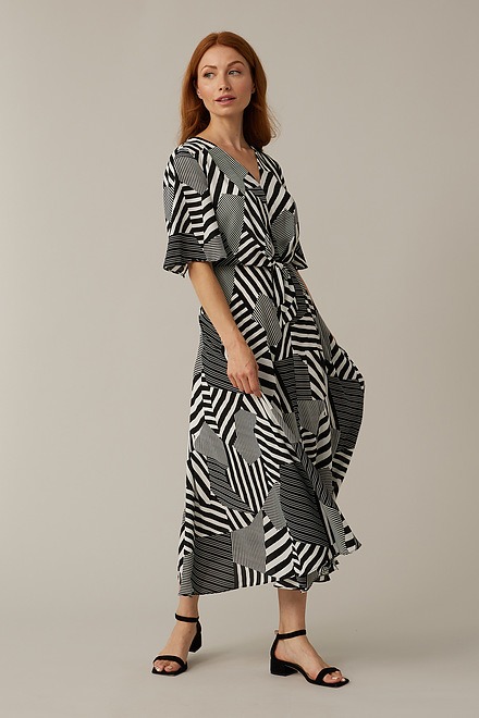 Joseph Ribkoff Patchwork Dress Style 221130. Vanilla/Black