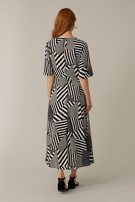 Joseph Ribkoff Patchwork Dress Style 221130. Vanilla/black. 2