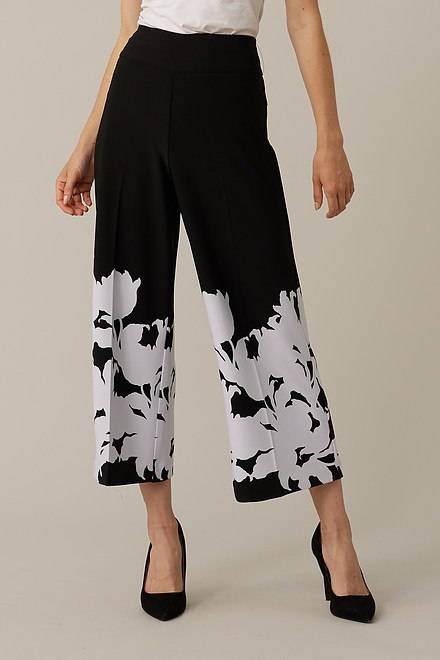 Joseph Ribkoff Floral Border Pants Style 221134. Black/vanilla. 2