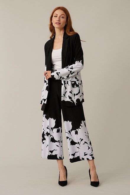 Joseph Ribkoff Floral Border Pants Style 221134. Black/vanilla. 6