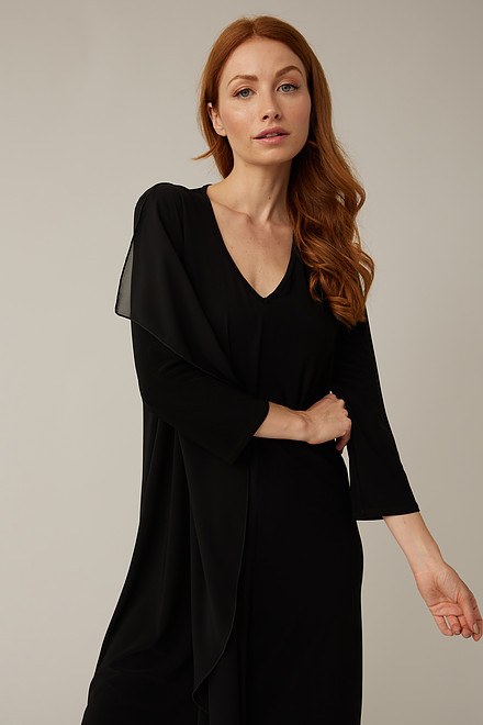 Joseph Ribkoff Sheer Overlay Dress Style 221159. Black. 3