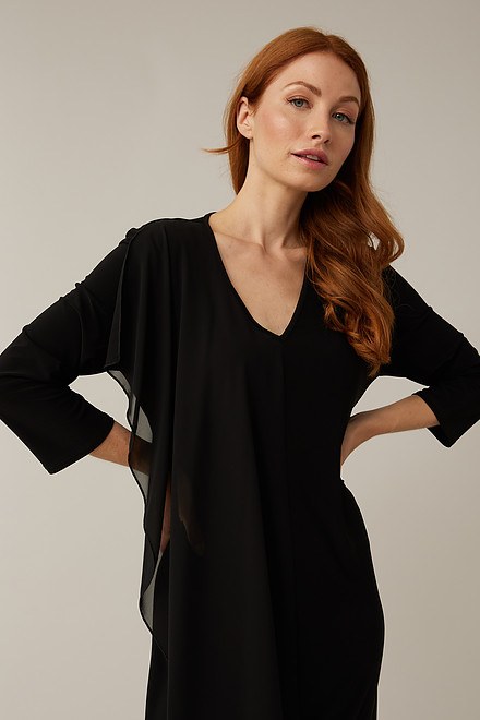 Joseph Ribkoff Sheer Overlay Dress Style 221159. Black. 4