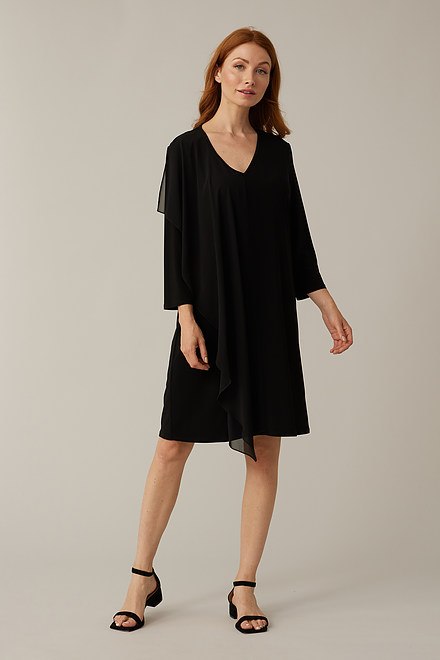 Joseph Ribkoff Sheer Overlay Dress Style 221159. Black. 5