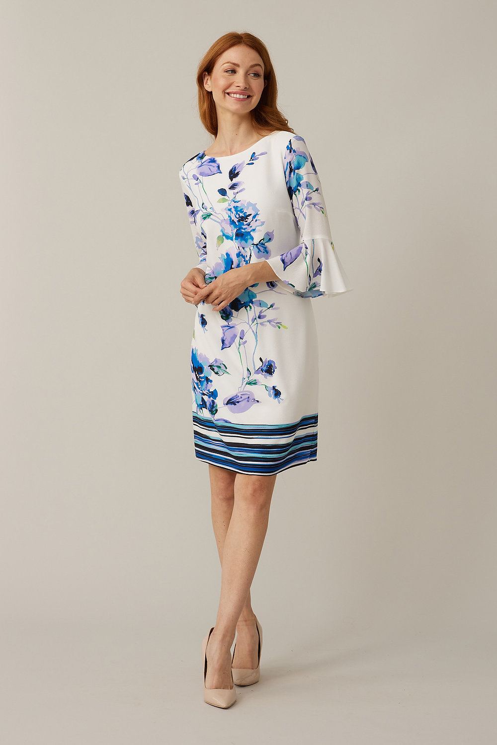Joseph Ribkoff Floral Dress Style 221161. Vanilla/multi
