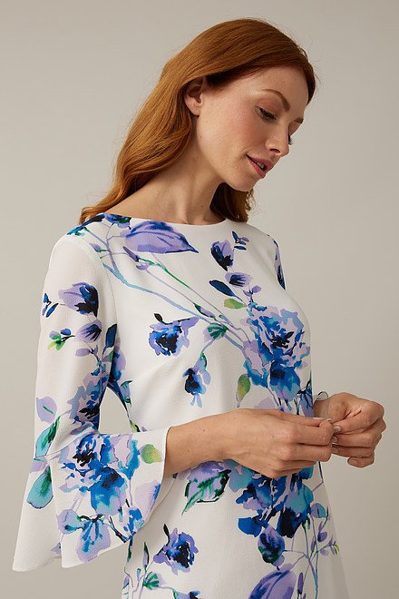 Joseph Ribkoff Floral Dress Style 221161. Vanilla/multi. 4