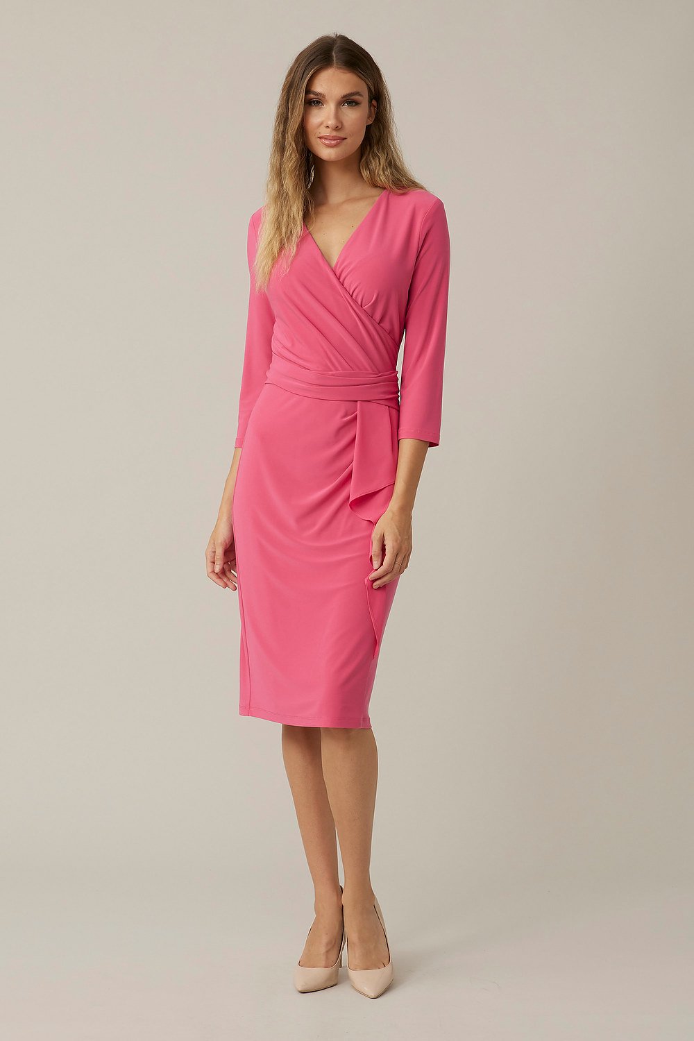 Joseph Ribkoff Wrap Front Dress Style 221162. Raspberry Sorbet