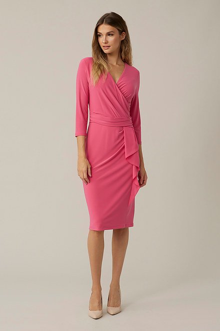 Joseph Ribkoff Wrap Front Dress Style 221162. Raspberry Sorbet. 5