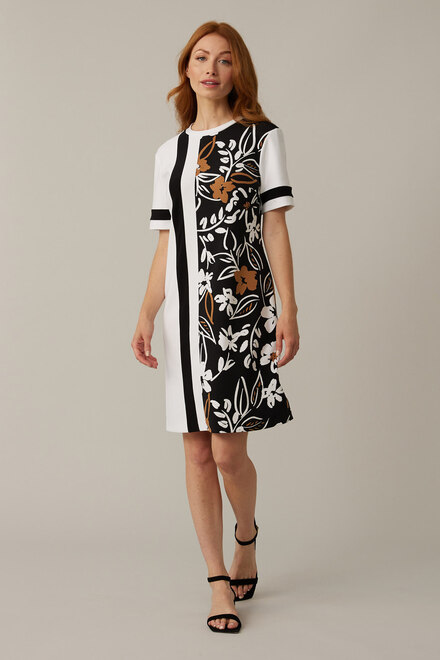 Joseph Ribkoff Printed Dress Style 221166. Black/multi
