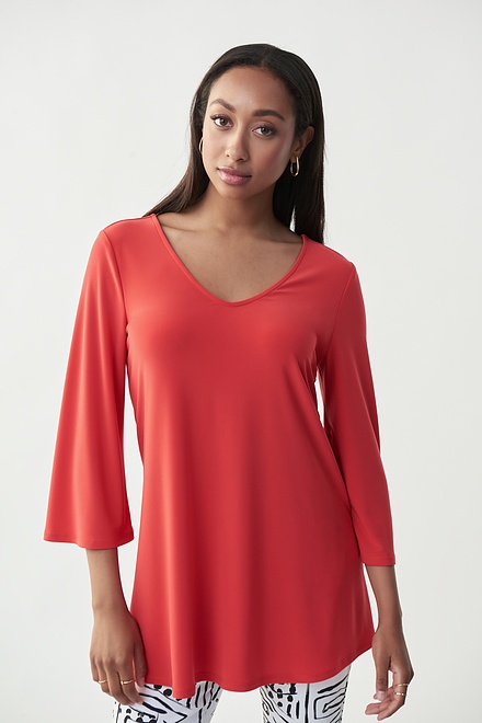 Joseph Ribkoff Bell Sleeve Top Style 221195. Lacquer Red