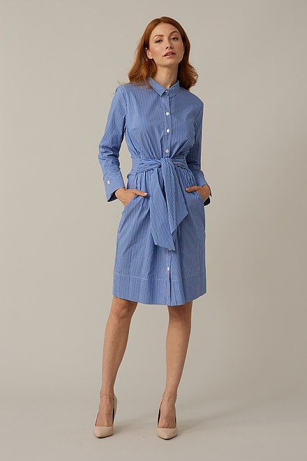 Joseph Ribkoff Striped Blouse Dress Style 221202. Blue/White