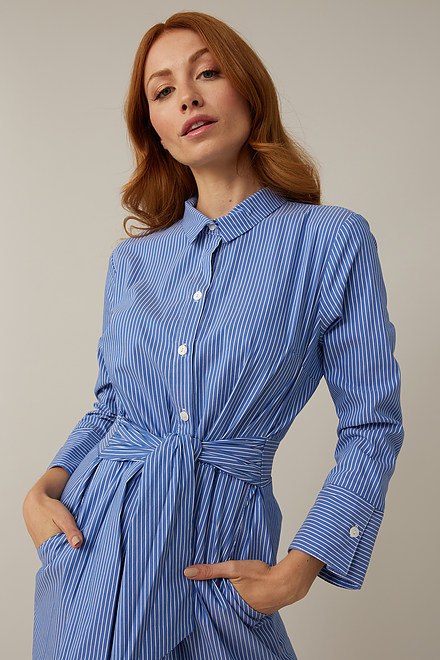 Joseph Ribkoff Striped Blouse Dress Style 221202. Blue/white. 3