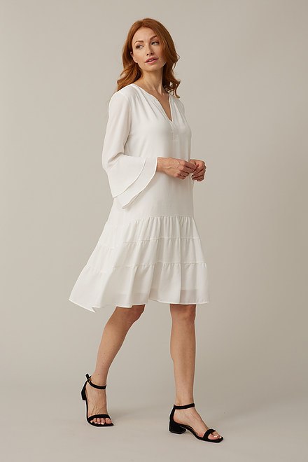 Joseph Ribkoff Tiered Dress Style 221203. White. 2