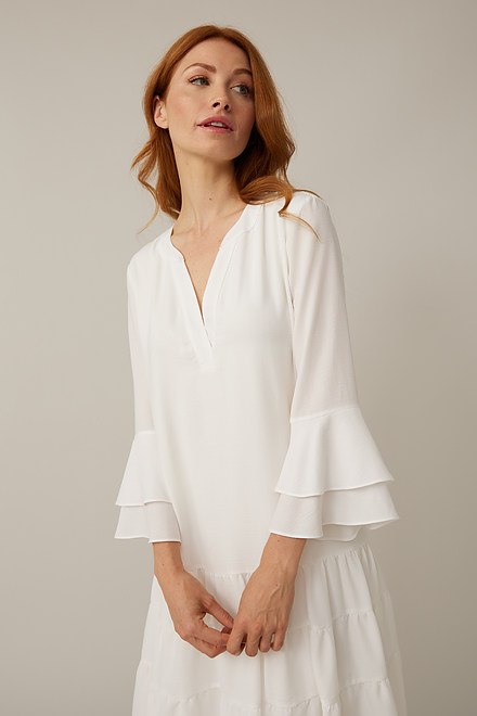 Joseph Ribkoff Tiered Dress Style 221203. White. 4