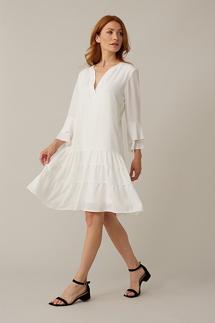 Joseph Ribkoff Tiered Dress Style 221203. White. 6