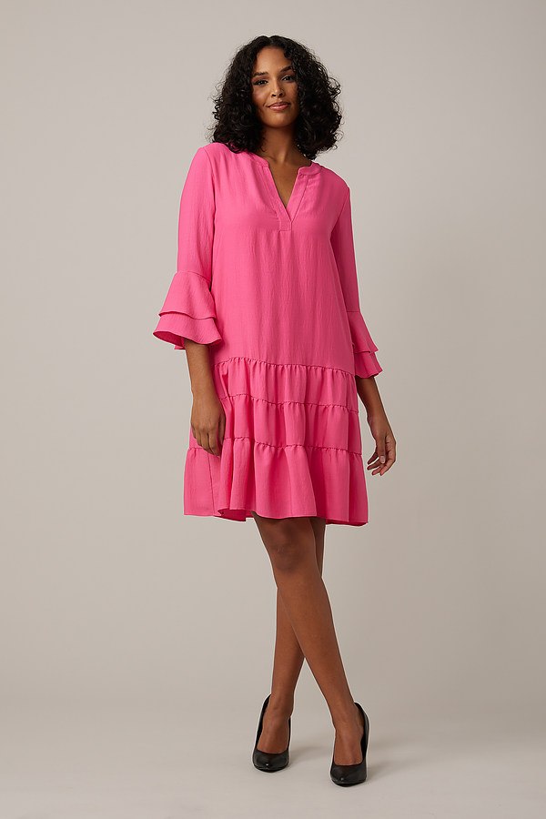 Joseph Ribkoff Tiered Dress Style 221203. Raspberry sorbet