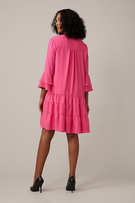 Joseph Ribkoff Tiered Dress Style 221203. Raspberry Sorbet. 2