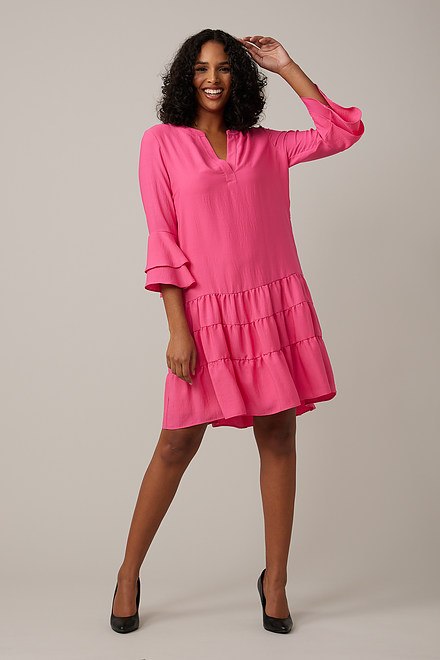 Joseph Ribkoff Tiered Dress Style 221203. Raspberry Sorbet. 5
