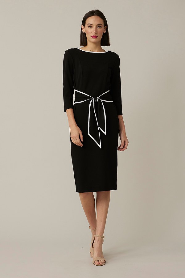 Joseph Ribkoff Contrast Trim Dress Style 221210. Black/off-white