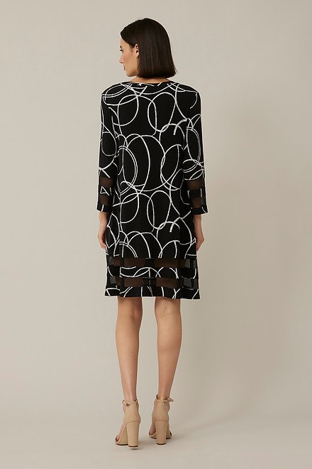 Joseph Ribkoff Circle Print Dress Style 221211. Black/vanilla. 2