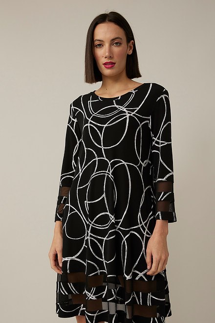 Joseph Ribkoff Circle Print Dress Style 221211. Black/vanilla. 3